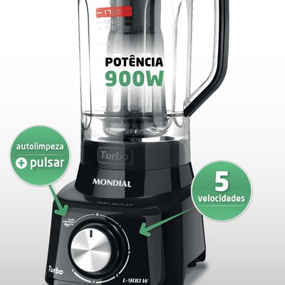 Liquidificador Turbo Full Mondial Preto 900W L-900 FB 220