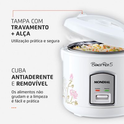 Panela De Arroz Bianca Rice 5 Mondial Branco 400W NPE-05-5X 220