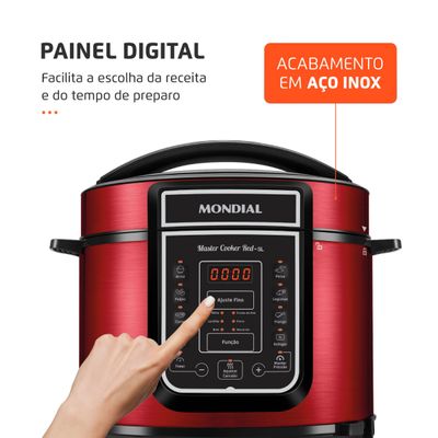 Panela de Pressão Elétrica Mondial Master Cooker Red PE-39 220