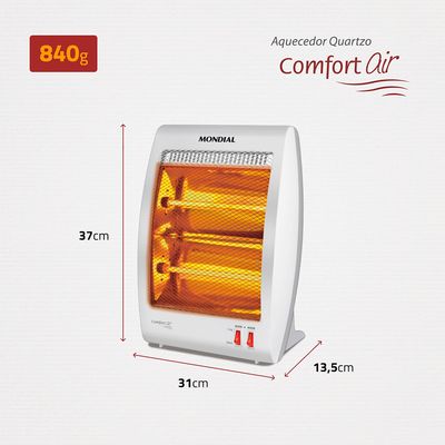Aquecedor Halógeno Comfort Air Mondial Cinza e Branco 800W A-09 220