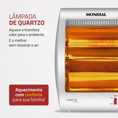 Aquecedor Halógeno Comfort Air Mondial Cinza e Branco 800W A-09 220