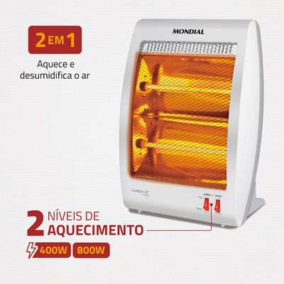 Aquecedor Halógeno Comfort Air Mondial Cinza e Branco 800W A-09 220