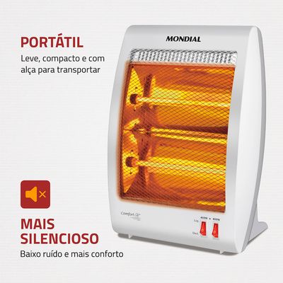 Aquecedor Halógeno Comfort Air Mondial Cinza e Branco 800W A-09 220