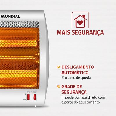 Aquecedor Halógeno Comfort Air Mondial Cinza e Branco 800W A-09 220
