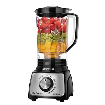 Liquidificador Turbo Mondial Preto e Inox 1100W L-1100 BI 220