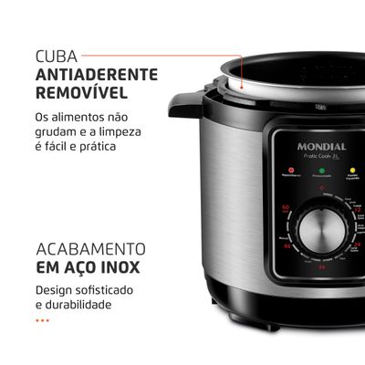 Panela de Pressão Elétrica Mondial Pratic Cook 3L Premium I PE-47-3L-I 220
