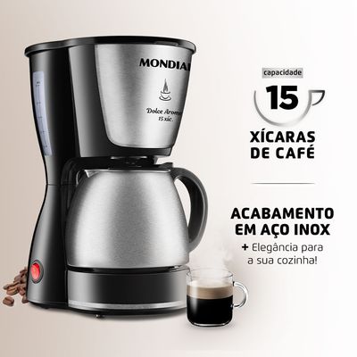 Cafeteira Elétrica Dolce Arome Mondial Preto e Inox 550W C-34JI-15X 110