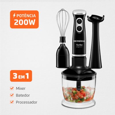 Mixer Turbo 3 em 1  Mondial Preto 350W M-14 110