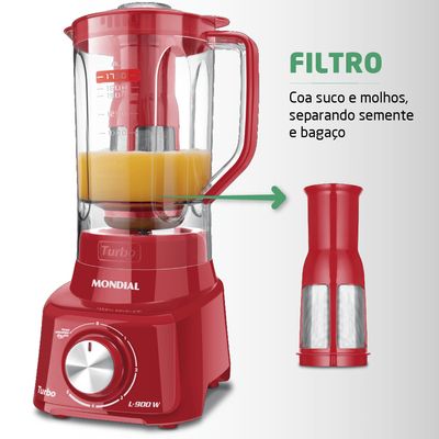 Liquidificador Turbo Mondial Vermelho 900W L-900 FR 2C 110