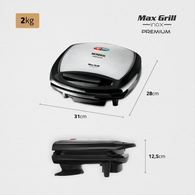 Max Grill Mondial Preto e Inox 1200W G-07 110