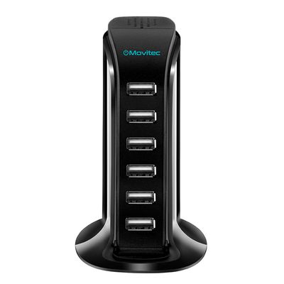 HUB Carregador 6 portas USB MOVITEC Preto HB-01 BIVOLT