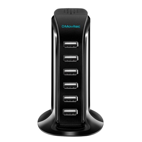 HUB Carregador 6 portas USB MOVITEC Preto HB-01 BIVOLT