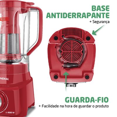Liquidificador Turbo Mondial Vermelho 900W L-900 FR 2C 110