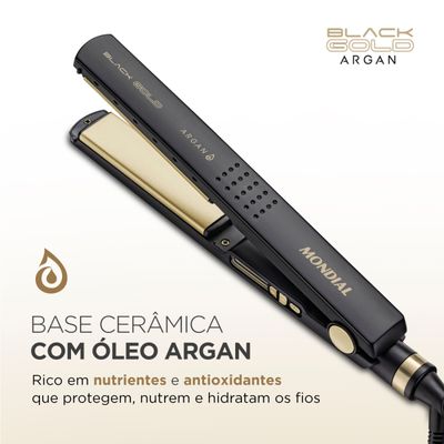 Prancha Alisadora Black Gold Argan Mondial Preto 55W P-30 Bivolt
