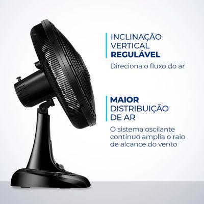 Ventilador de Mesa 40cm Super Power Mondial Preto e Prata 140W VSP-40-B 110