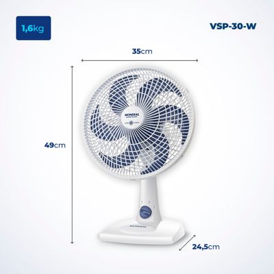 Ventilador de Mesa 30cm Super Power Mondial Branco e Azul Escuro 60W VSP-30-W 110
