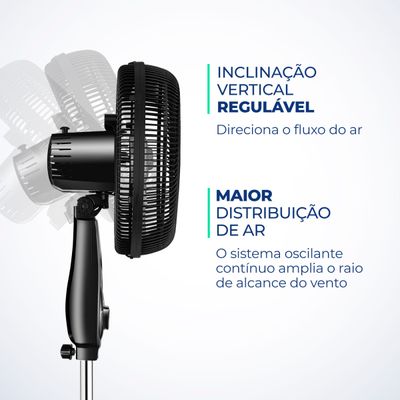 Ventilador de Coluna 30cm Turbo Mondial Preto e Prata 60W VT-30C-NB 110
