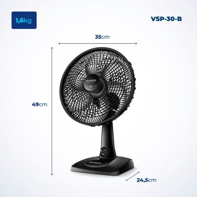 Ventilador de Mesa 30cm Super Power Mondial Preto 60W VSP-30-B 110