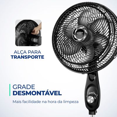 Ventilador de Coluna 30cm Turbo Mondial Preto e Prata 60W VT-30C-NB 110