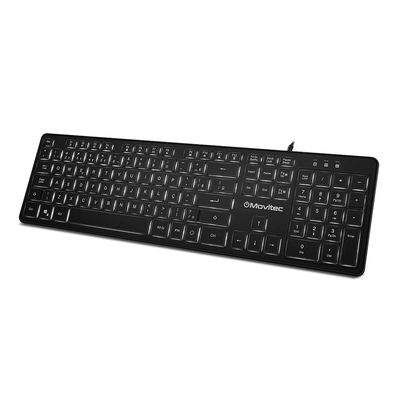 Teclado com Fio Led Branco Movitec Preto OTF-02 Teclado Movitec com Fio Retroiluminado OTF-02