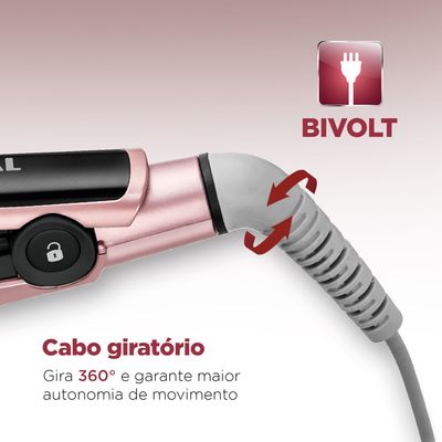 Prancha Alisadora Mondial Golden Rose e Preto 45W P-20 Bivolt