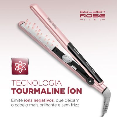 Prancha Alisadora Mondial Golden Rose e Preto 45W P-20 Bivolt