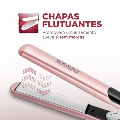 Prancha Alisadora Mondial Golden Rose e Preto 45W P-20 Bivolt
