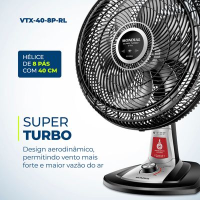 Ventilador de Mesa Mondial Turbo 8 Pás 40 cm Repelente Líquido VTX-40-8P-RL 110