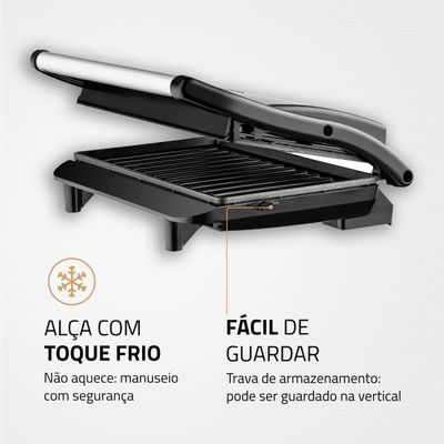 Press Grill Master Press Mondial Preto e Inox 1000W PG-01 110
