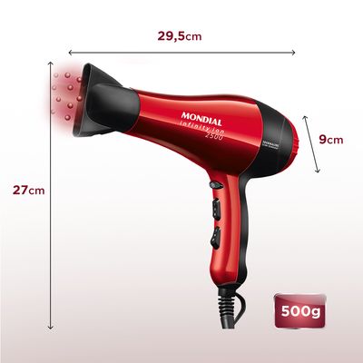 Secador Infinity 2500 Mondial Vermelho e Preto 1900W SC-12 110