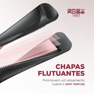 Prancha Alisadora e Modeladora Twist Mondial Grafite e Golden Rose 50W P-29 Bivolt