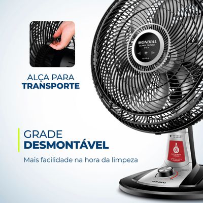 Ventilador de Mesa Mondial Turbo 8 Pás 40 cm Repelente Líquido VTX-40-8P-RL 110