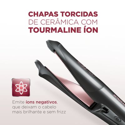 Prancha Alisadora e Modeladora Twist Mondial Grafite e Golden Rose 50W P-29 Bivolt