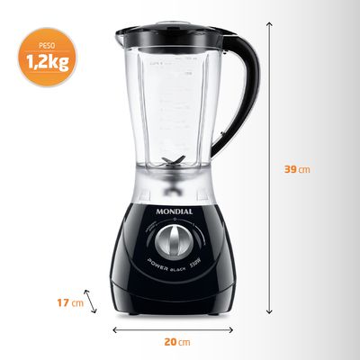 Liquidificador Power 2 Black Mondial Preto e Prata 550W L-28 110