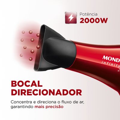 Secador Infinity 2500 Mondial Vermelho e Preto 1900W SC-12 110