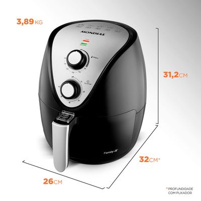 Fritadeira Sem Óleo Air Fryer 3,5L Mondial Preto e Inox 1500W AF-30 I 110