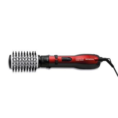Escova Rotativa Ceramic Íon Turbo Mondial Vermelho e Preto 1200W ER-09 110