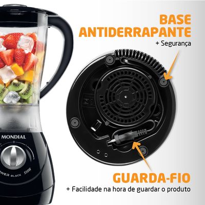 Liquidificador Power 2 Black Mondial Preto e Prata 550W L-28 110
