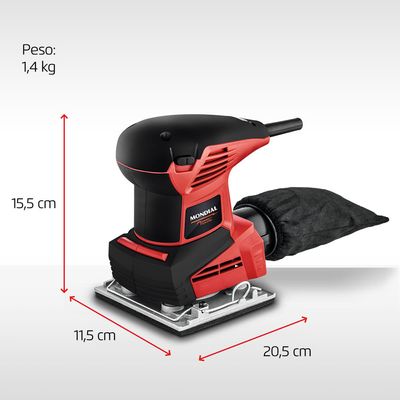 Lixadeira Orbital De 1 e 4 de Lixa Mondial Vermelho 250W FLO-02 110