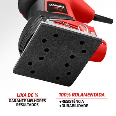 Lixadeira Orbital De 1 e 4 de Lixa Mondial Vermelho 250W FLO-02 110