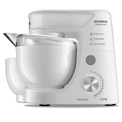 Batedeira Planetária Mondial Branco e Inox 700W BP-01P-W 110
