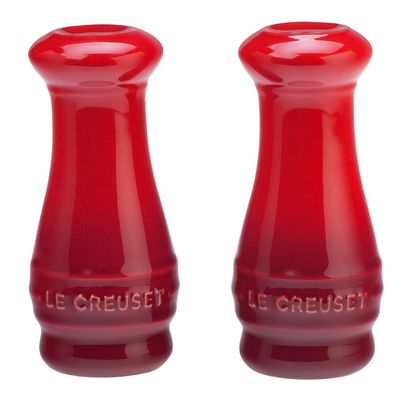KIT LE CREUSET 4 MINI COCOTTES PEG PRETO SALEIRO/PIMENTEIRO E MOEDOR PIMENTAL/SAL COLORIDOS