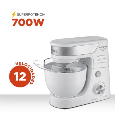 Batedeira Planetária Mondial Branco e Inox 700W BP-01P-W 110