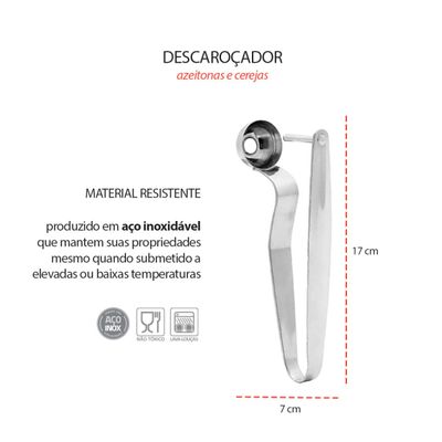 Removedor Extrator Descarocador de Azeitonas Sementes Inox