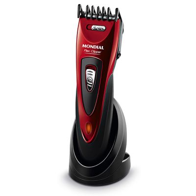 Cortador de Cabelos Flex Clipper Mondial Vermelho e Preto 10W CR-04 Bivolt