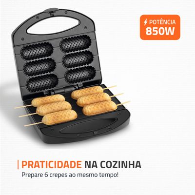 Crepeira Pratic Crepe & Hot Dog Mondial Preto e Inox 850W CP-01 110