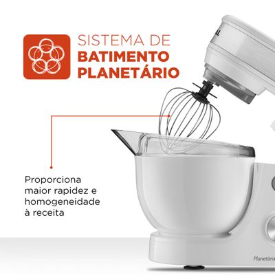 Batedeira Planetária Mondial Branco e Inox 700W BP-01P-W 110
