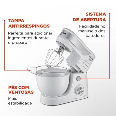 Batedeira Planetária Mondial Branco e Inox 700W BP-01P-W 110