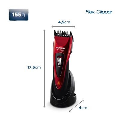 Cortador de Cabelos Flex Clipper Mondial Vermelho e Preto 10W CR-04 Bivolt