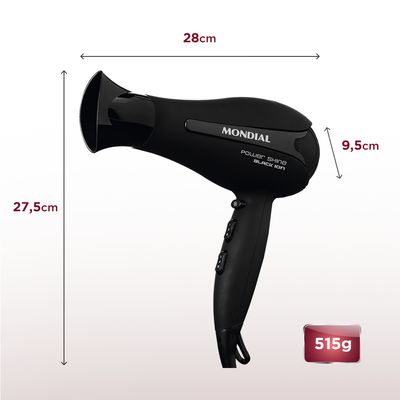 Secador de Cabelos Mondial Power Shine Black Íon 2000W SC-13 110